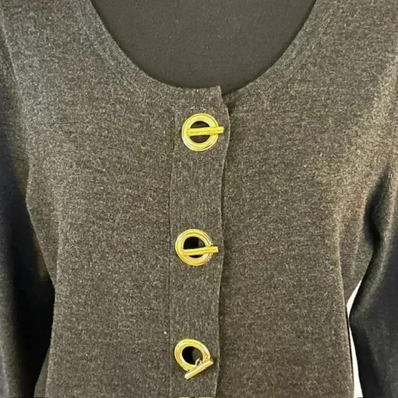 Spense Gold Toggle Button Gray Cardigan, size Large 50 - Picture 2 of 6